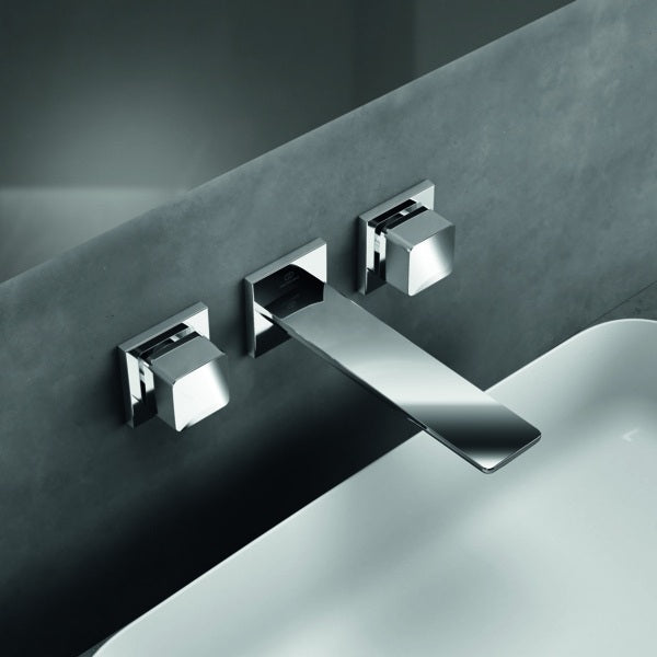 Ideal Standard Conca Wand-Waschtischarmatur, zweigriffig, Ausladung 180 mm, Brushed Gold