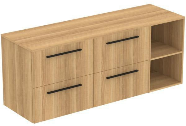 Ideal Standard i.life B Möbel-Set 160 cm – 4 Auszüge, 2 offene Fächer, Gr. Schwarz Weiß matt