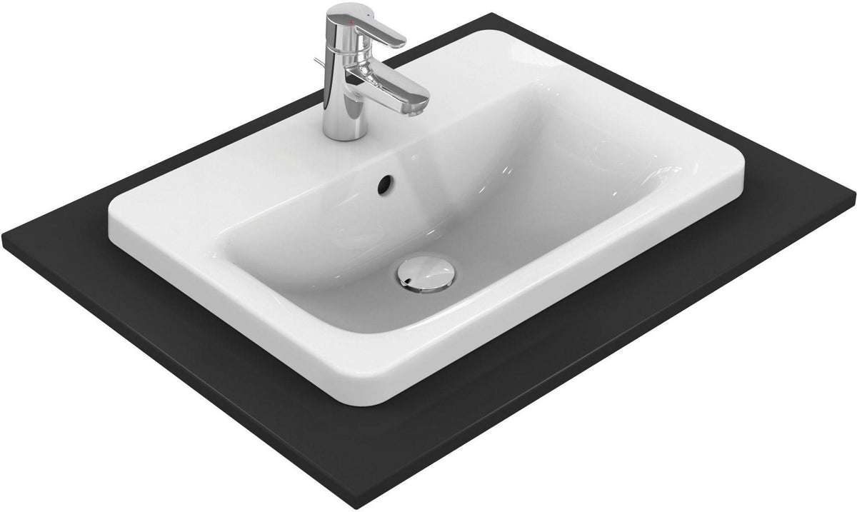 Ideal Standard Connect Einbauwaschtisch 580x420mm Weiß mit Ideal Plus | 1 Hahnloch