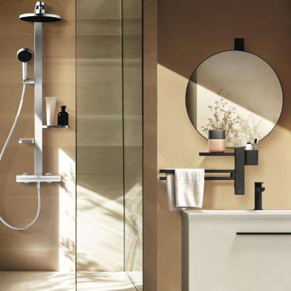 Ideal Standard Beauty Bar Accessoires-Kombi Alu+ L800 mit Kosmetikspiegel Ø508 mm Silver