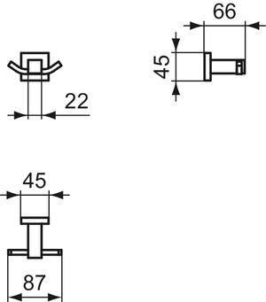 Ideal Standard IOM Cube Doppelter Handtuchhaken in Chrom – Wandmontage mit verdeckter Befestigung