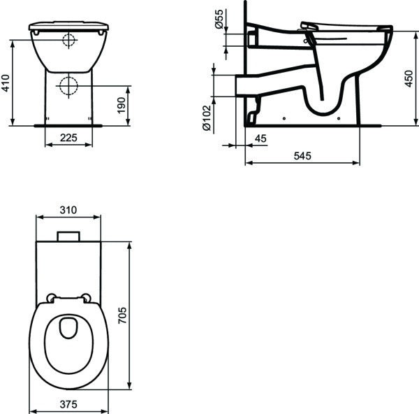 Ideal Standard Standtiefspül-WC Contour 21+ Randlos SmartGuard Weiß