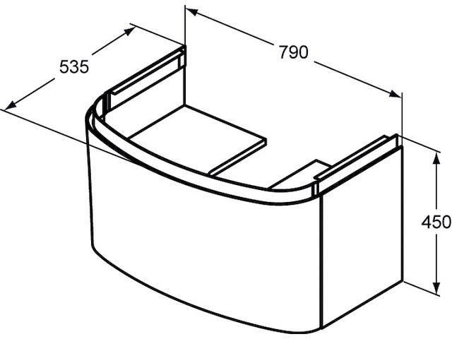 IDEAL STANDARD Schubladenfront Dea, T7851S2, hellgrau lackiert, mit Ablaufgarnitur