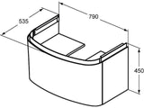 IDEAL STANDARD Schubladenfront Dea, T7851S2, hellgrau lackiert, mit Ablaufgarnitur