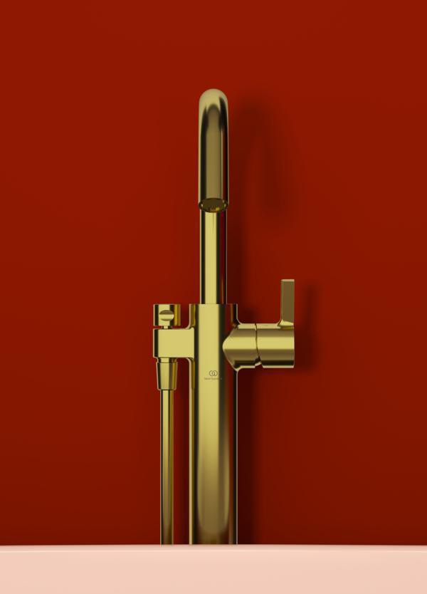 IDEAL STANDARD Joy Freistehende Wannenarmatur mit Stick-Handbrause 190mm in Brushed Gold