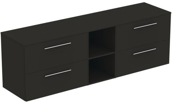 Ideal Standard i.life B Möbel-Set 200 cm, 4 Auszüge, 2 offene Fächer, Chrom, Weiß matt