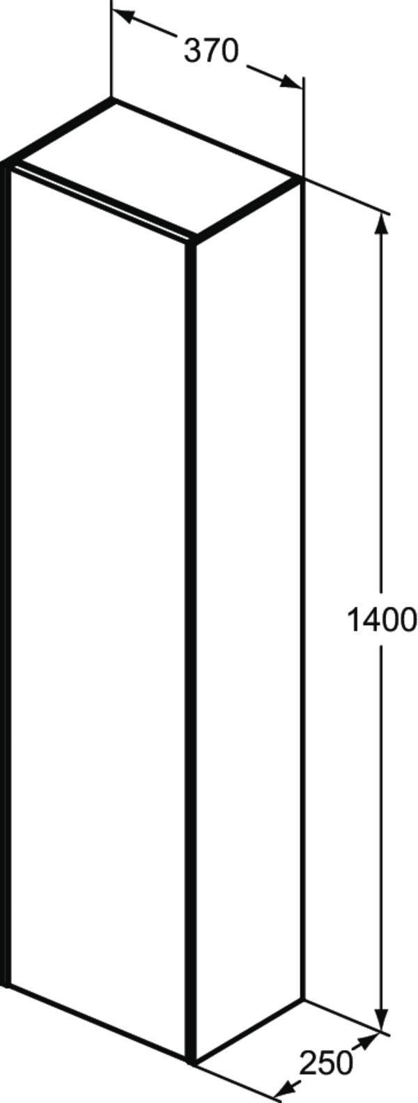 IDEAL STANDARD Halbhochschrank Conca, 1 Tür, Eiche geflammt, 370x250x1400 mm, Anschlag links/rechts