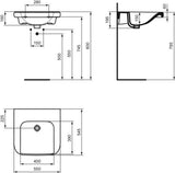 Ideal Standard Contour 21+ Waschtisch 545 mm Weiß SmartGuard+ ohne Hahnloch & Überlauf