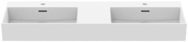 Ideal Standard Doppel-Waschtisch Extra 1215 mm, 2x 1 Hahnloch, mit Überlauf, Weiß