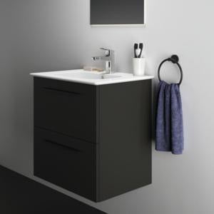 Ideal Standard i.life A Waschtisch-Set 60 cm mit Unterschrank, weiß matt, schwarzer Griff
