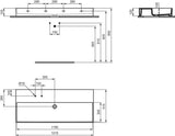 Ideal Standard Waschtisch Solos 1215 mm, 2 Hahnlöcher, ohne Überlauf, geschliffen Weiß