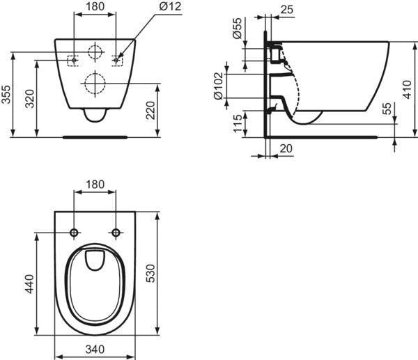 Ideal Standard i.life O Wandtiefspül-WC mit Hydro Twist Spülrand – Weiß