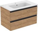 IDEAL STANDARD Waschtisch/Möbel-Paket CONNECT E mit Waschtisch 800 mm weiß/Walnuss dunkel