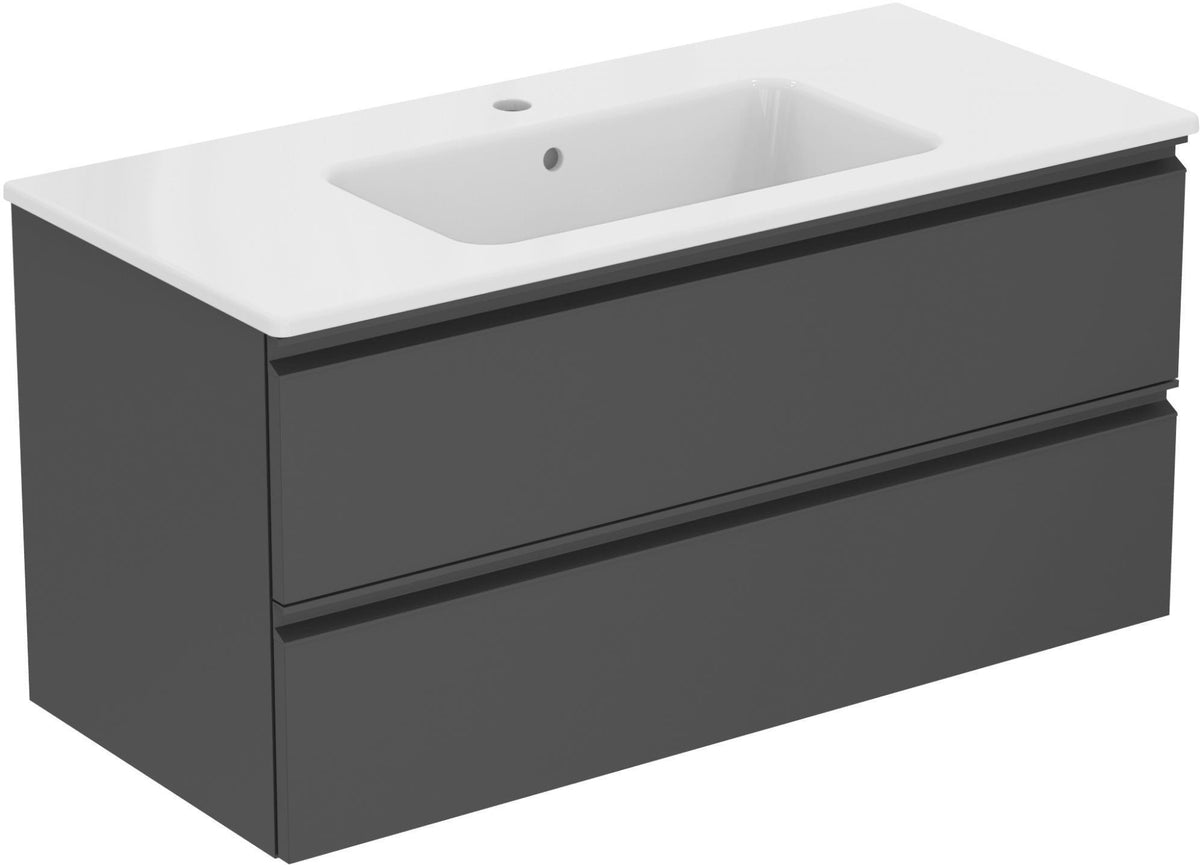 IDEAL STANDARD Waschtisch/Möbel-Paket CONNECT E mit Waschtisch 1000 mm in Weiß/Walnuss Dunkel