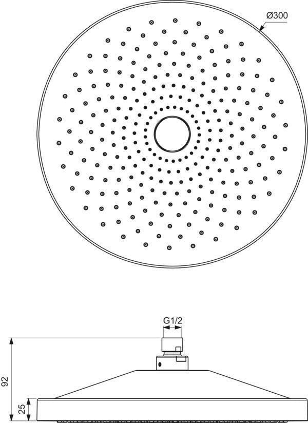 IDEAL STANDARD Idealrain Solos Kopfbrause 300 mm rund Chrom – Regenstrahl mit Antikalksystem