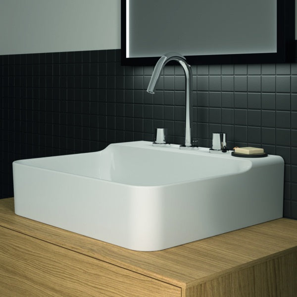 Ideal Standard Conca Aufsatzwaschtisch 500x450x145mm, 3 Hahnlöcher, ohne Überlauf, Weiß