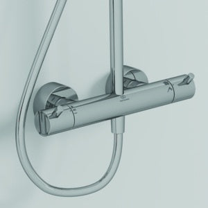 Ideal Standard Ceratherm T125 Duschsystem mit Badethermostat, Pin-Griffen und 300 mm Regenbrause in Chrom
