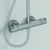 Ideal Standard Ceratherm T125 Duschsystem mit Badethermostat, Pin-Griffen und 300 mm Regenbrause in Chrom