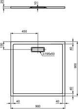 Ideal Standard Ultra Flat New Quadrat-Brausewanne 900x900x25 mm Weiß – bodenebener Einbau