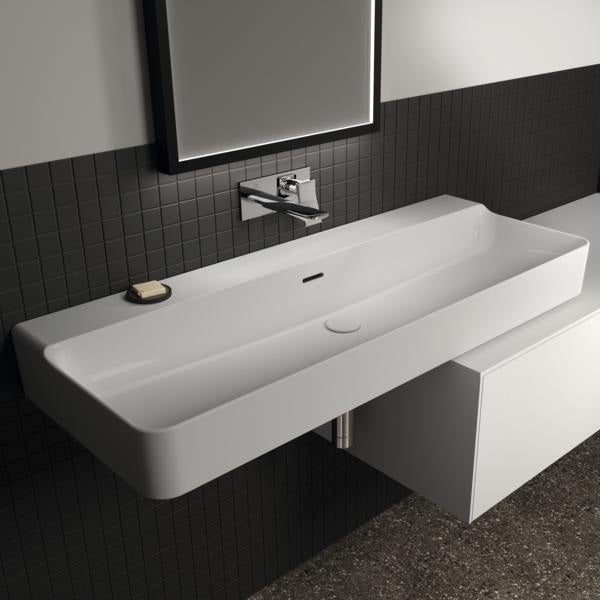 Ideal Standard Conca Aufsatzwaschtisch 1200x450x165mm geschliffen Weiß ohne Hahnloch mit Überlauf