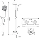 IDEAL STANDARD Brausekombination Ceratherm T25 N 900 mm mit Thermostat, 2-Funktions-Handbrause, Chrom