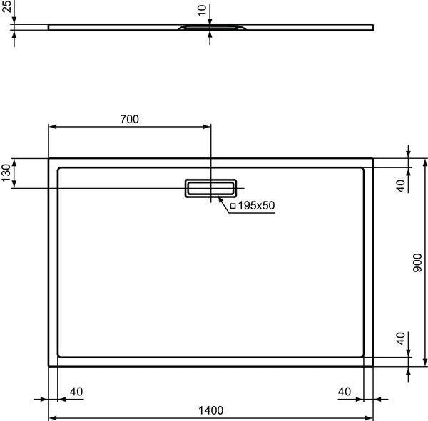 Ideal Standard Rechteck-Brausewanne Ultra Flat New 1400x900x25 mm Weiß – Bodenebener Einbau