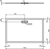Ideal Standard Rechteck-Brausewanne Ultra Flat New 1400x900x25 mm Weiß – Bodenebener Einbau