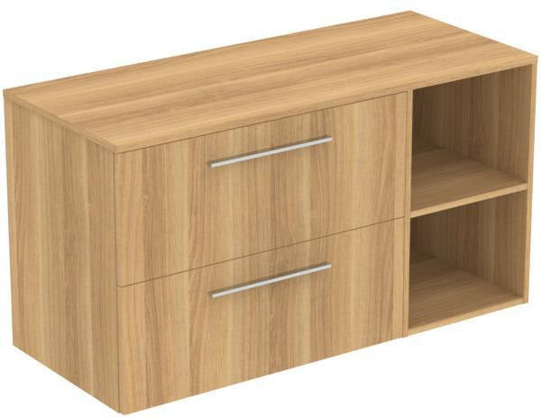 Ideal Standard i.life B Möbel-Set 120 cm – 2 Auszüge, 2 offene Fächer, Chrom/Weiß matt