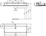 Ideal Standard Conca Aufsatzwaschtisch 1200 mm, 1 Hahnloch, mit Überlauf, Weiß