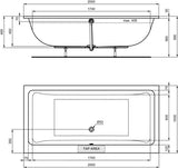 Ideal Standard Duo-Badewanne La Dolce Vita 2000x1000 mm Weiß – Rechteckige Einbauwanne mit 435 l Inhalt