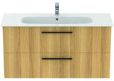Ideal Standard i.life A Waschtischset 1240 mm mit Unterschrank und schwarzem Griff, Weiß Matt