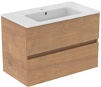 81cm Weiß u.Schrank 80cm 2 Ausz. Hamilton Eiche