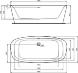 IDEAL STANDARD Duo-Badewanne DEA freistehend 170x75x47/61cm Schwarz Matt mit Ablauf