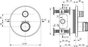 Ideal Standard Brausethermostat UP Ceratherm Navigo 1 Verbraucher Rund Chrom – Unterputz-Thermostat mit Easy-Box