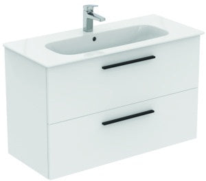 Ideal Standard i.life A Waschtischset 100 cm mit Unterschrank, weiß matt, schwarzer Griff