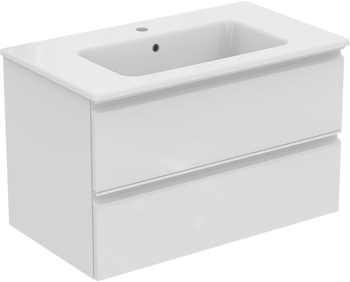 IDEAL STANDARD Waschtisch/Möbel-Paket CONNECT E mit Waschtisch 800 mm weiß/Walnuss dunkel