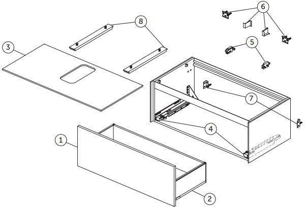 Ideal Standard Conca WT-Unterschrank 1002 mm, 1 Auszug, Push-Open, weiß matt