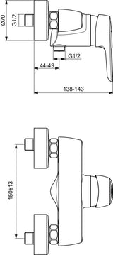 IDEAL STANDARD Brausearmatur Ceramix AP, Chrom – Aufputz-Wandmontage mit keramischer Kartusche