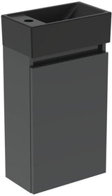 Ideal Standard Eurovit+ Möbelpaket – Handwaschbecken 37 cm & Unterschrank 36 cm mit Tür, Hochglanz grau