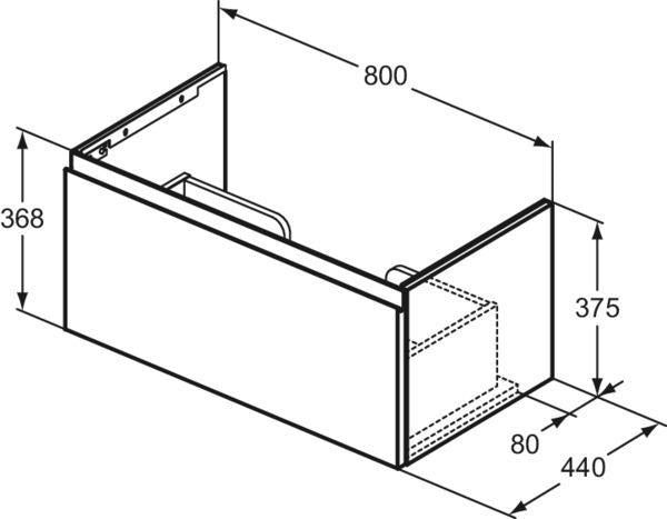 Ideal Standard Finesse Möbelwaschtischunterschrank 800 mm mit Auszug und Softclose in Greige matt