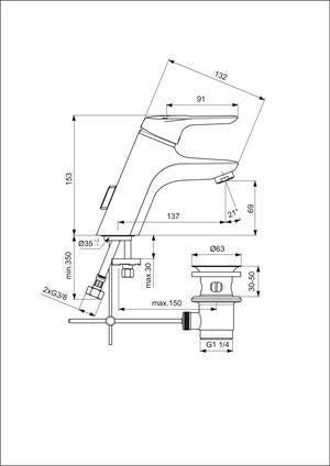 Ideal Standard Ceramix Waschtischarmatur Chrom 137 mm mit Ablaufgarnitur