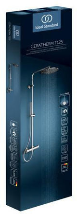 Ideal Standard Ceratherm T125 Duschsystem mit Badethermostat, Pin-Griffen und 300 mm Regenbrause in Chrom