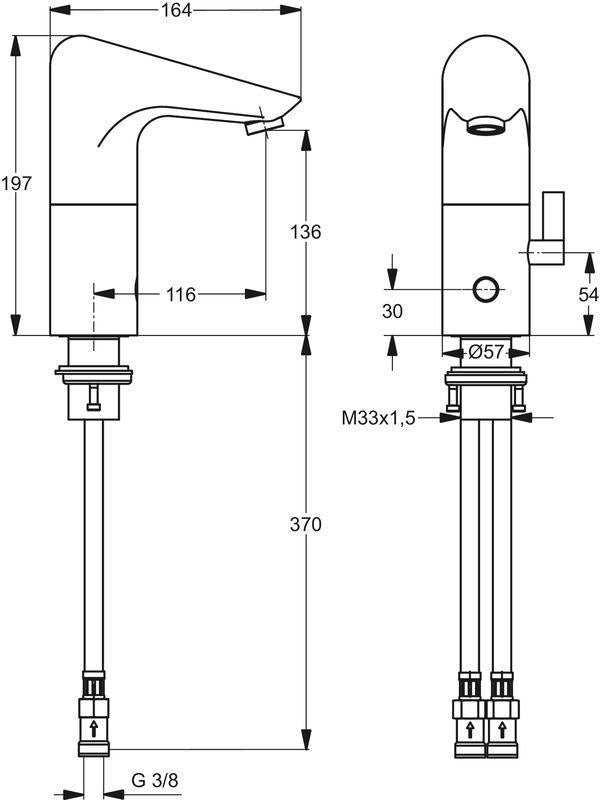 IDEAL STANDARD Ceraplus Sensor-Waschtischarmatur 116 mm Chrom, netzbetrieben, Infrarot