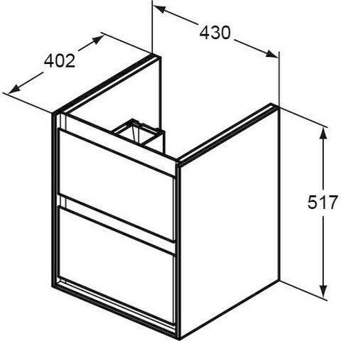 IDEAL STANDARD Connect Air Schubladenfront unten für Waschtischunterschrank 430 mm Weiß glänzend