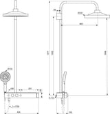 IDEAL STANDARD Duschsystem Ceratherm Solos mit LED-Leuchtring – Thermostat, Regenkopfbrause, Chrom