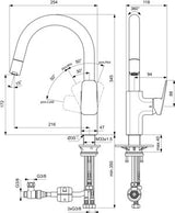 IDEAL STANDARD Ceraplan Küchenarmatur ausziehbar 216 mm hoher Rohrauslauf Niederdruck Chrom