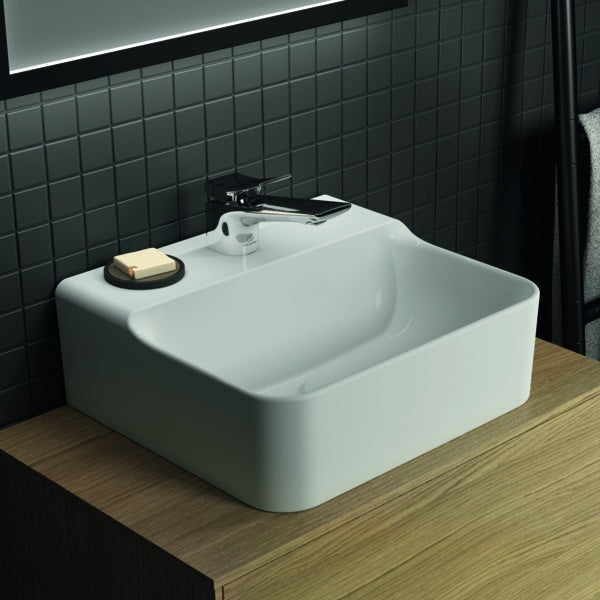 Ideal Standard Handwaschbecken Conca 400x350x145mm, 1 Hahnloch, ohne Überlauf, Weiß