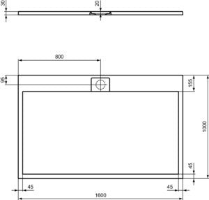 IDEAL STANDARD Ultra Flat S i.life Rechteck-Brausewanne 1600x1000x30 mm Carraraweiß