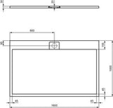 IDEAL STANDARD Ultra Flat S i.life Rechteck-Brausewanne 1600x1000x30 mm Carraraweiß