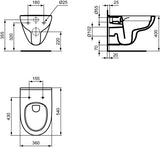 Ideal Standard i.life A Wand-WC randlos 360x540x330mm Weiß – RimLS+ Tiefspüler